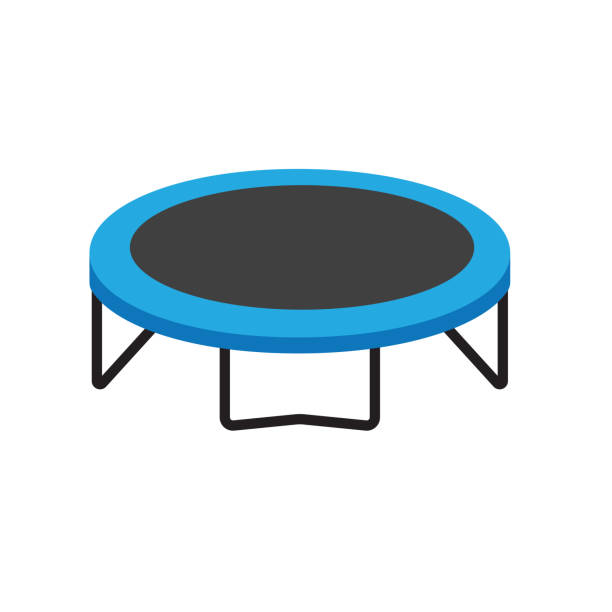 illustrazioni stock, clip art, cartoni animati e icone di tendenza di icona trampolino salto blu - tappeto elastico