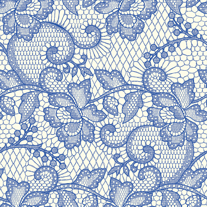 Blue Lace Seamless Pattern.
