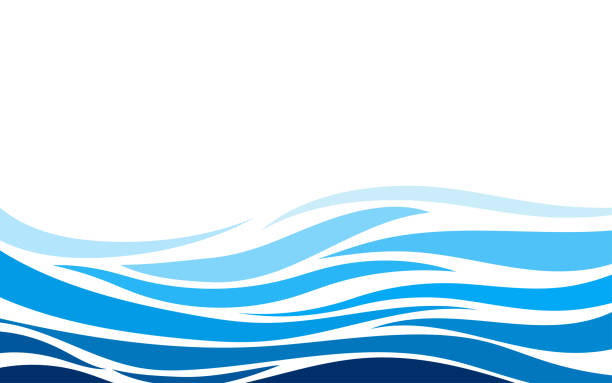 ilustrações de stock, clip art, desenhos animados e ícones de blue lines layer wave concept design vector abstract background flat style - beach wave