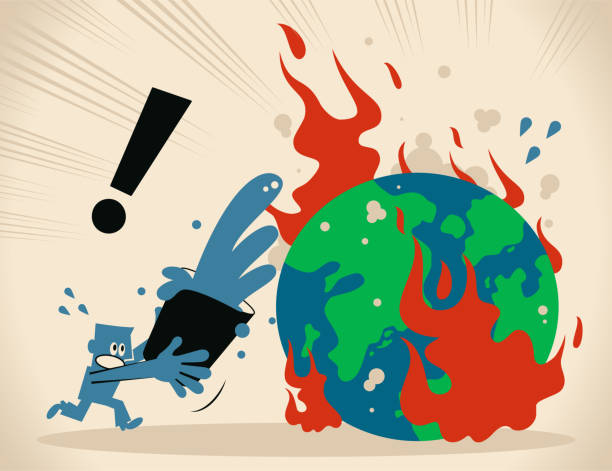 stockillustraties, clipart, cartoons en iconen met blauwe man gieten emmer water te blussen bos vuur op aarde - save water bucket