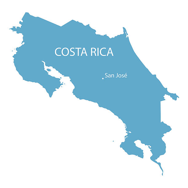 blue karte von costa rica - costa rica stock-grafiken, -clipart, -cartoons und -symbole