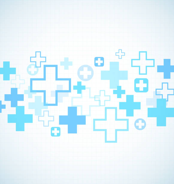 Blue medical design White and Blue medical design with crosses religious cross designs stock illustrations