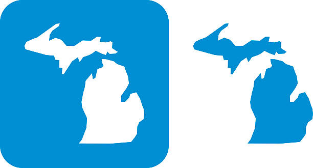 Blue Michigan Icon Vector illustration of blue Michigan icons. michigan stock illustrations
