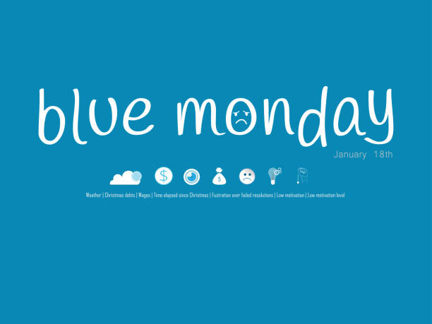 niebieski poniedziałek najsmutniejszy dzień w roku - blue monday stock illustrations