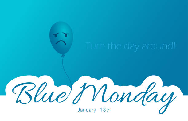 niebieski poniedziałek najsmutniejszy dzień w roku. - blue monday stock illustrations