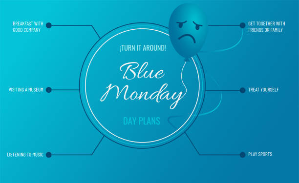 синий понедельник самый печальный день в году. - blue monday stock illustrations