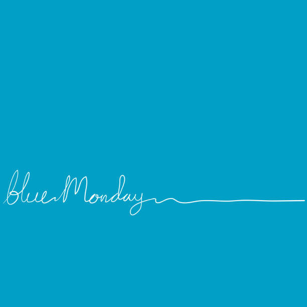 mavi pazartesi tipografi illüstrasyon el çizim tarzı vektör - blue monday stock illustrations