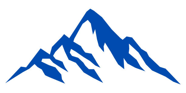 ilustrações de stock, clip art, desenhos animados e ícones de blue mountain silhouette on white background – stock vector - mont blanc