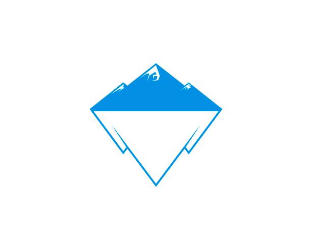illustrazioni stock, clip art, cartoni animati e icone di tendenza di montagna blu con logo a forma di gemme di diamanti - de winter