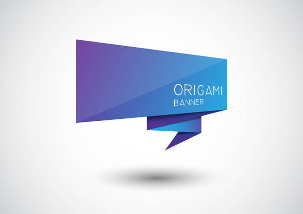 Blue Origami Style Banner. vector art illustration