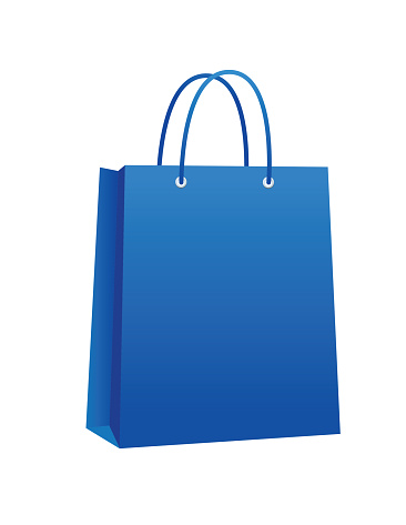 Blue Paper Shopping Bag Isolated On A Transparent Background