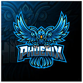 Illustration of Blue phoenix esport mascot logo design