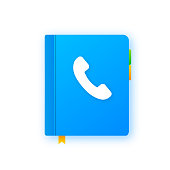 istock Blue phone book on white background. Phone icon, telephone symbol. Support service icon. Vector stock illustration 1352712014