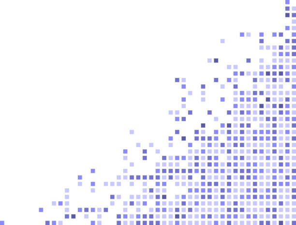 piksel biru pada desain bingkai sudut