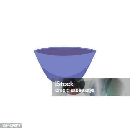 istock Blue plastic empty salad and soup bowl flat vector illustration isolated. 1304139817
