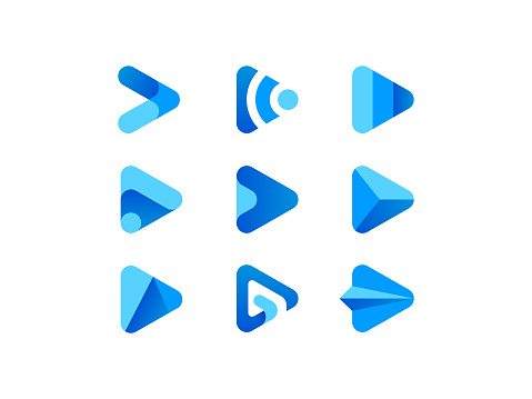 Blue Play Media Button Logo
