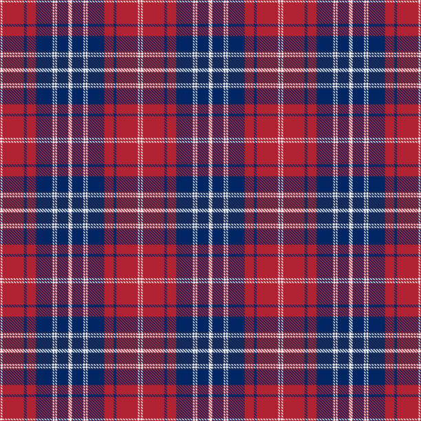 Blue, Red and White of Patriotic Tartan Seamless Patterns. Blue, Red and White of Patriotic Tartan Seamless Patterns. Suitable for Elections or 4th of July. Vector Endless Texture Can Be Used for Wallpaper, Background, Pattern Fills, Web Page, Surface republicanism stock illustrations