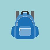 blue rucksack or backpack illustration, flat design