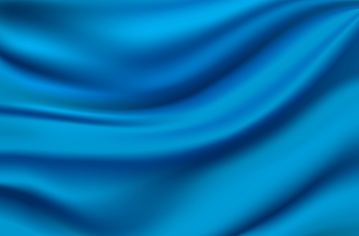 Blue satin silk luxury material cloth background. Vector