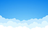 istock Blue sky and clouds seamless vector background. 1163292935