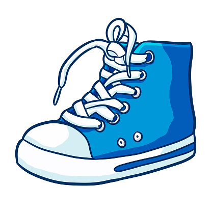 Blue Sneaker In Cartoon Style Stock Illustration - Download Image Now ...