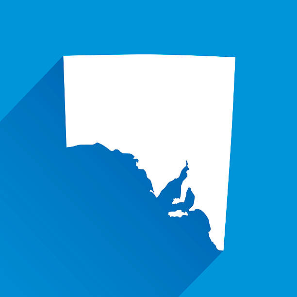 Blue South Australia Map Icon Vector illustration of a South Australia Australia blue and white map icon. south australia stock illustrations