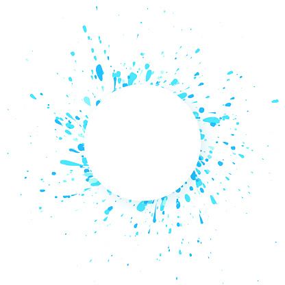 Blue splash with empty space on white background