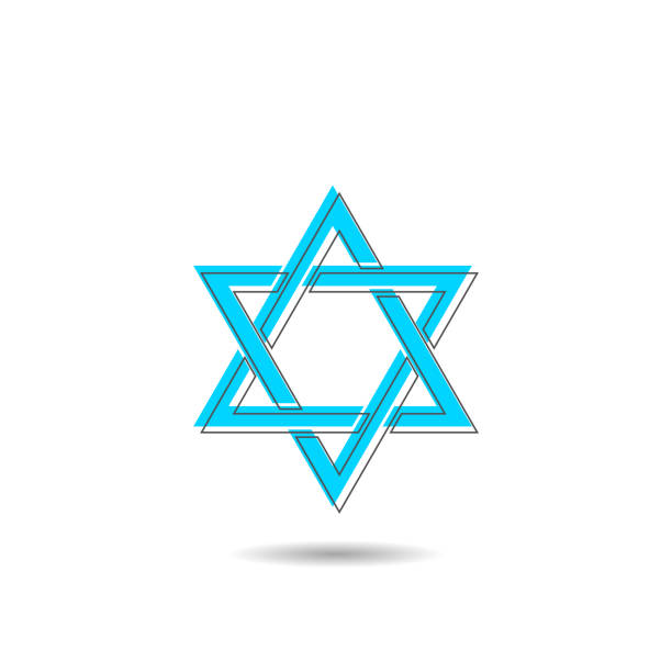 Blue star David Israel icon symbol illustration design Israel or Judaism logo with David sign. Judaic star, sign hexagram, religious star of david stock illustrations