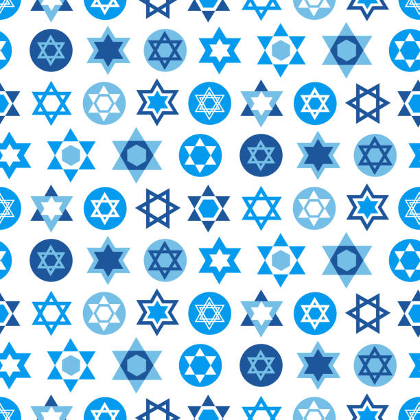 blauen davidstern symbole sammlung. jüdischen nahtlose muster - davidstern stock-grafiken, -clipart, -cartoons und -symbole