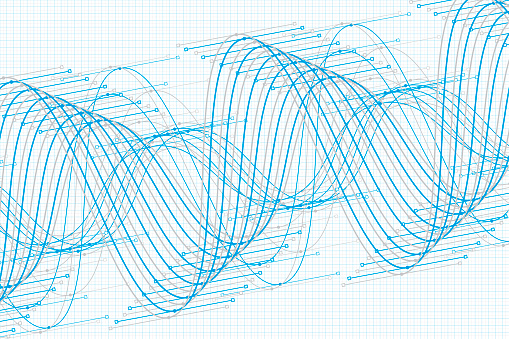 Blue Tec Vector Sine Wave Graph Pattern Horizontal
