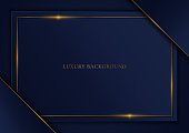 istock Blue template triangle and gold frame background luxury style 1279650543