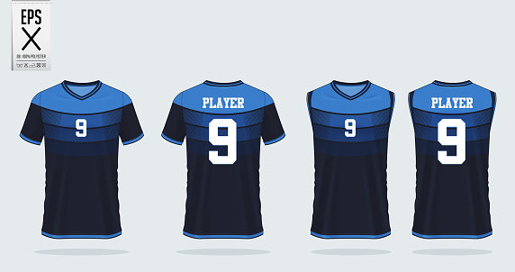Download Blue Tshirt Sport Mockup Template Design For Soccer Jersey ...