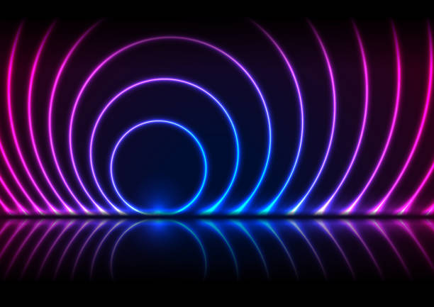 ilustrações, clipart, desenhos animados e ícones de o laser de néon ultravioleta azul circunda a tecnologia - fluorescente