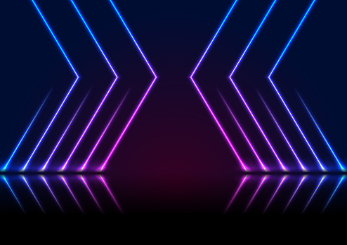 Blue ultraviolet neon laser lines technology modern background
