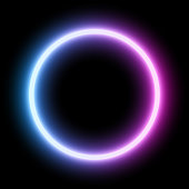 istock Blue - ultraviolet neon round frame 1320766134