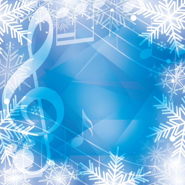 blue vector background with music notes and snowflakes for christmas holidays blue vector background with music notes and snowflakes for christmas holidays christmas music background stock illustrations
