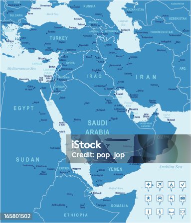 istock Blue vector Middle East map 165801502