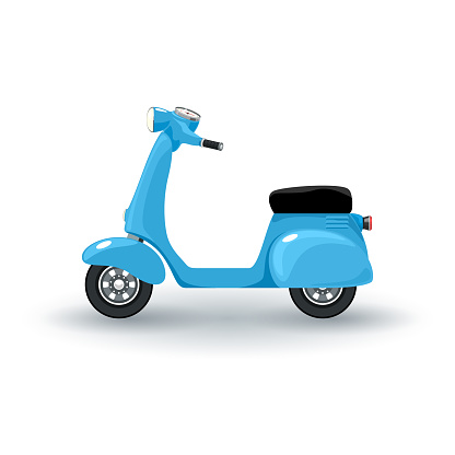 Blue vintage scooter isolated