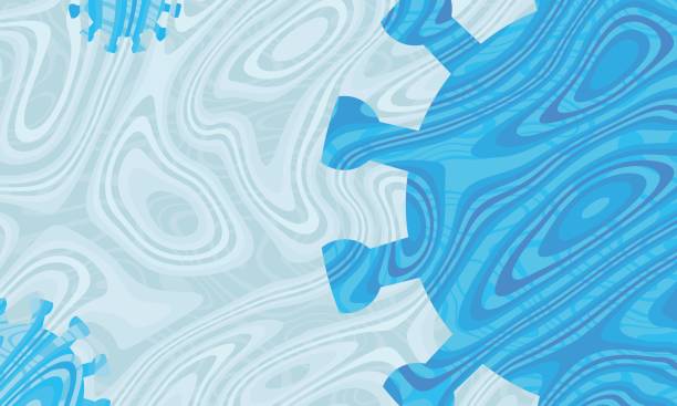 Blue Virus Symbols On Swirling Air Background vector art illustration