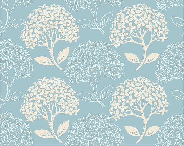 blue wallpaper with hydrangea Hydrangea seamless pattern hydrangea stock illustrations