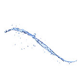 Blue water splash isolated on white, vector background