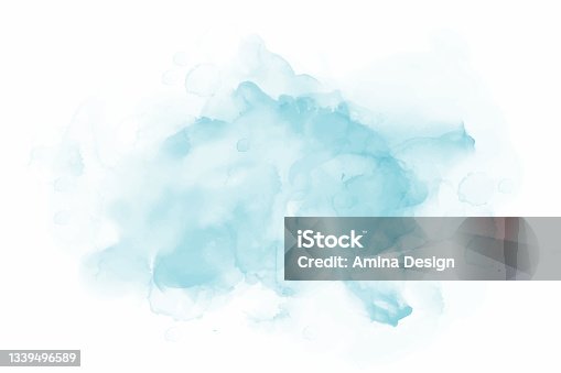 istock Blue watercolor brush paint vector texture. Aquarelle abstract hand drawn liquid cold colour background 1339496589