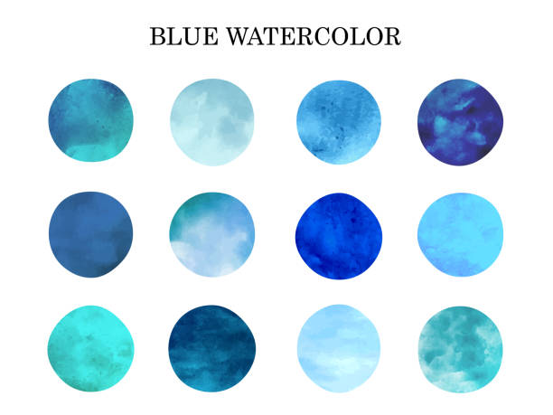 blaues aquarell1 - pool rund stock-grafiken, -clipart, -cartoons und -symbole