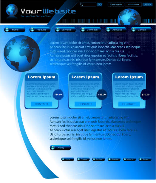 Blue website layout template vector art illustration