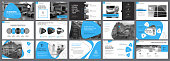 Blue, white and black infographic elements for presentation slide templates. Business and research concept can be used for annual report, advertising, flyer layout and banner.