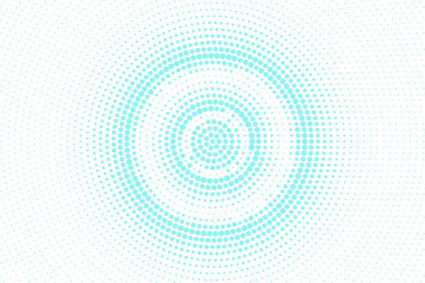 Blue white dotted halftone. Halftone vector background. Concentric circle dotted gradient. vector art illustration