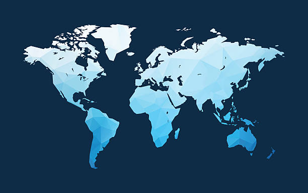 niebieska mapa świata ilustracja - south africa stock illustrations