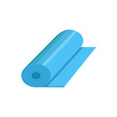 istock Blue yoga mat,rolled up,insulated on a white background.Vector illustration for fitness. 1368518332