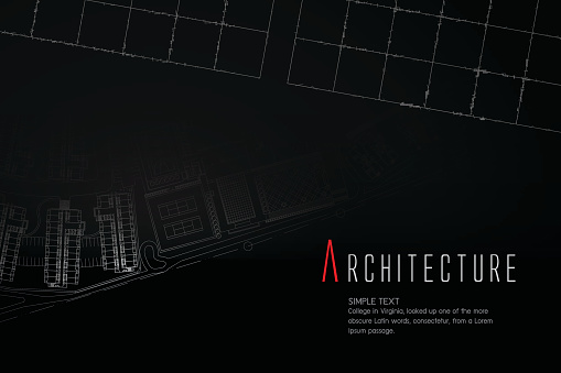 Blueprint CAD Architectural Plan Drawing white on black background