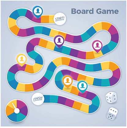 Boardgame course or path game board concept. EPS 10 file. Transparency effects used on highlight elements.